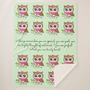 Cute and Comfy Owl Love You Forever Sherpa Blanket