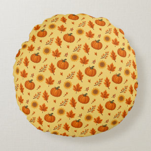 Cute and cozy Autumn Harvest Round Pillow