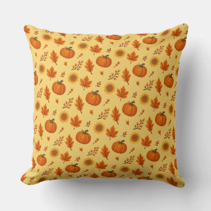 Cute and cozy Autumn Harvest Throw Pillow