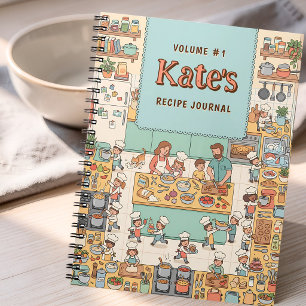 Cute and Cozy Family Kitchen Custom Recipe Notebook