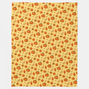 Cute and cozy Watercolour Autumn Harvest Fleece Blanket