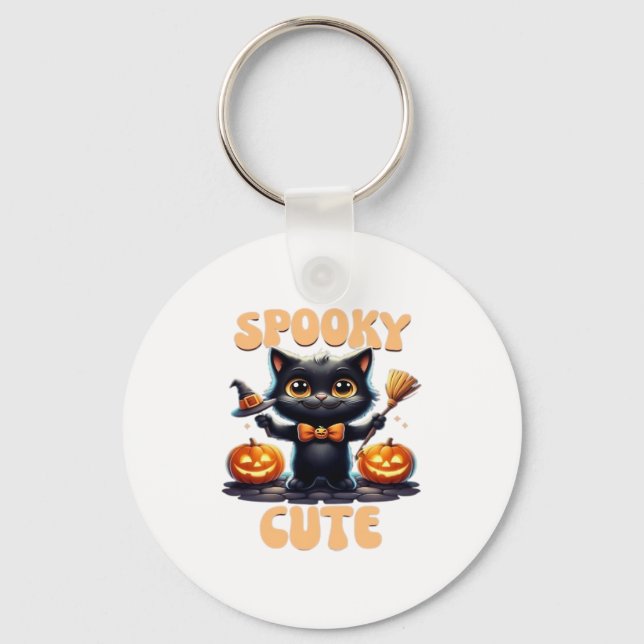 Cute and creepy black cat Classic T-Shirt Keychain (Front)