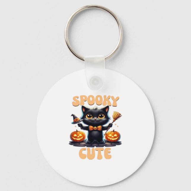 Cute and creepy black cat Classic T-Shirt Keychain (Front)