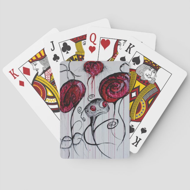 Cute and Creepy Creature Whimsical Goth Horror Art Playing Cards (Back)