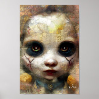 Cute and Creepy Doll Poster: Spooky Halloween Deco Poster