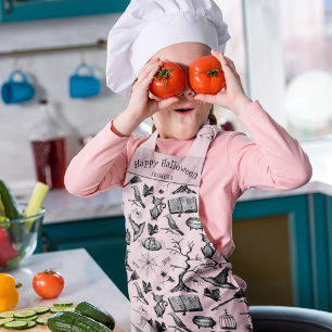 Cute and Creepy Pink Halloween Personalized Apron