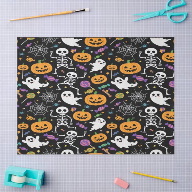 Cute and Creepy Skeletons For Halloween Tissue Paper (Craft)