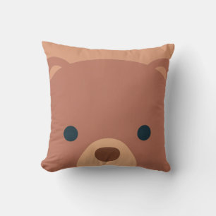 Cute and Cuddly Brown Bear Throw Pillow