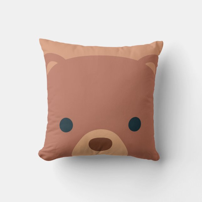 Cute and Cuddly Brown Bear | Throw Pillow (Front)