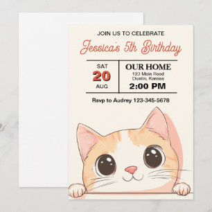 Cute and Cuddly Cat Birthday Party Invitation