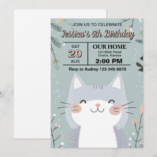 Cute and Cuddly Cat Birthday Party Invitation