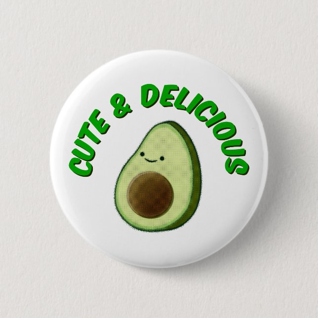 Cute And Delicious Avocado 2 Inch Round Button (Front)