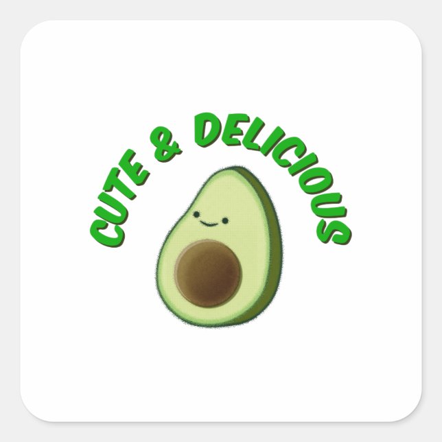 Cute And Delicious Avocado Square Sticker (Front)