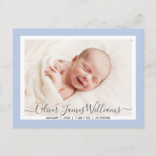 Cute and Elegant Birth Announcement Photo Postcard