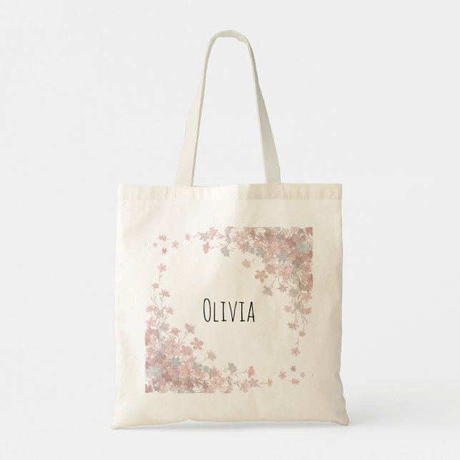 Cute and Elegant Flowers Tote Bag (Back)
