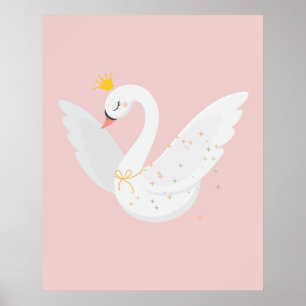 Cute and elegant flying swan poster