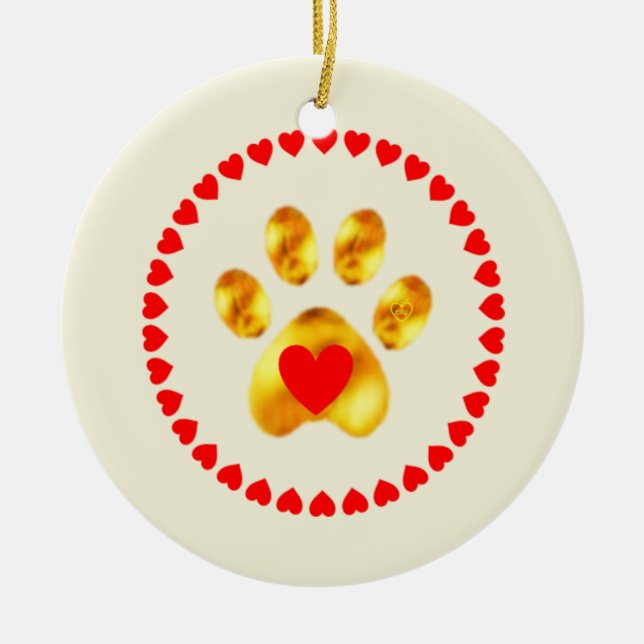 Cute and elegant gold paw ceramic ornament (Front)