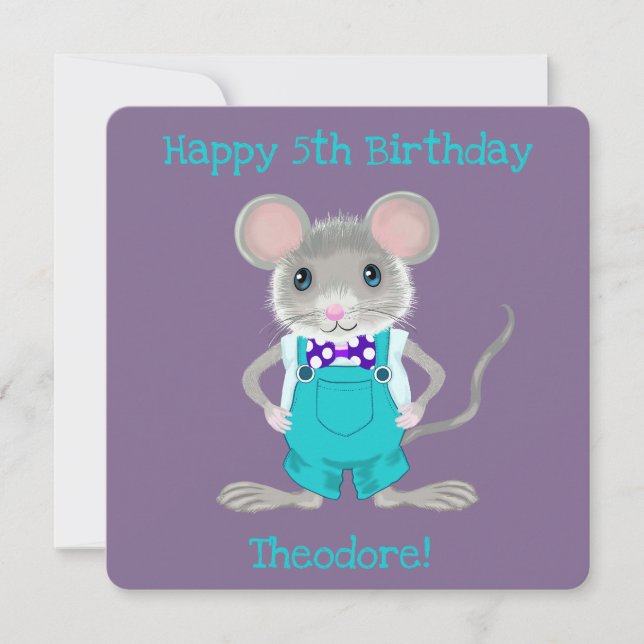 Cute and elegant little mouse custom Birthday Card (Front)
