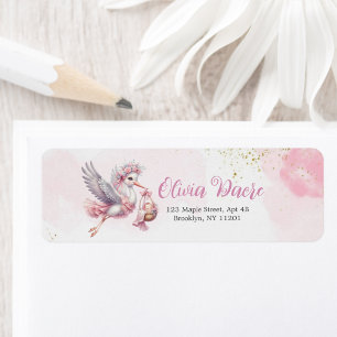 Cute and Elegant Pink Stork Baby Shower for Girl 