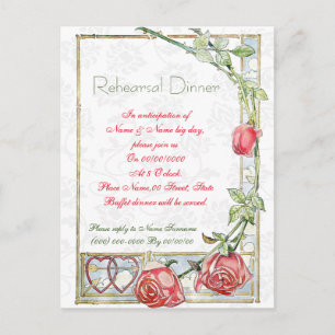 cute and elegant rehearsal dinner invitation postcard
