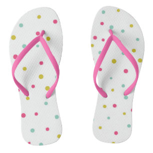 Cute and Festive Colourful Confetti Dots Pattern Flip Flops