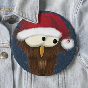 Cute and Festive Owl 6 Inch Round Button
