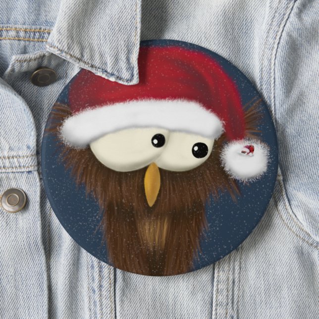 Cute and Festive Owl 6 Inch Round Button (In Situ)