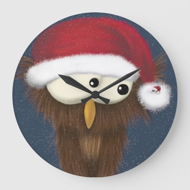 Cute and Festive Owl Large Clock (Front)
