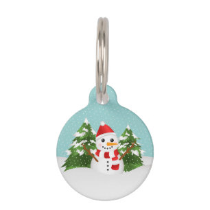 Cute And Festive Snowman With Pet's Info Christmas Pet Tag