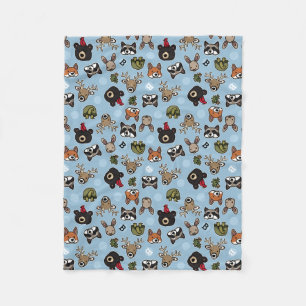 Cute and Friendly Forest Animals, Add Monogram Fleece Blanket