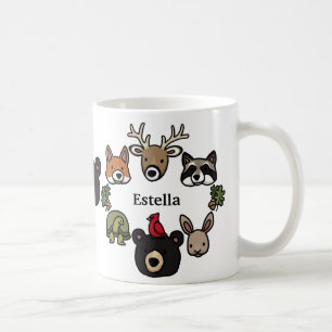 Cute and Friendly Forest Animals, Add Your Name Coffee Mug