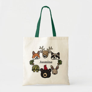 Cute and Friendly Forest Animals, Add Your Name Tote Bag