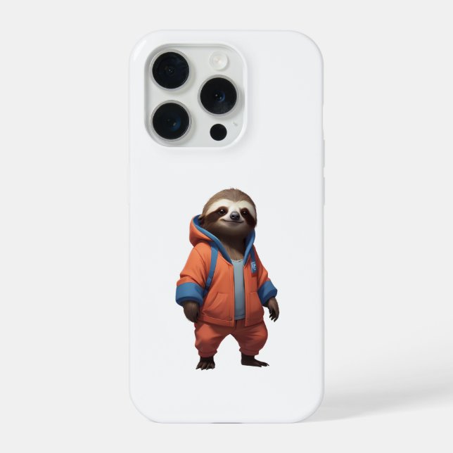 Cute and Friendly Sloth Illustration iPhone Case (Back)