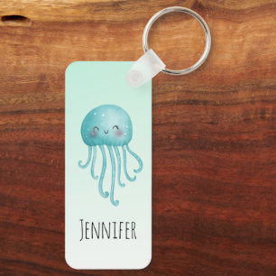 Cute and Fun Blue-Green Jellyfish Keychain