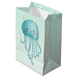 Cute and Fun Blue-Green Jellyfish Medium Gift Bag