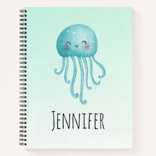 Cute and Fun Blue-Green Jellyfish Notebook