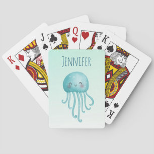  Cute and Fun Blue-Green Jellyfish Playing Cards