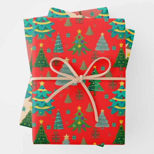 Cute and fun Christmas pattern Wrapping Paper Sheet (In situ)