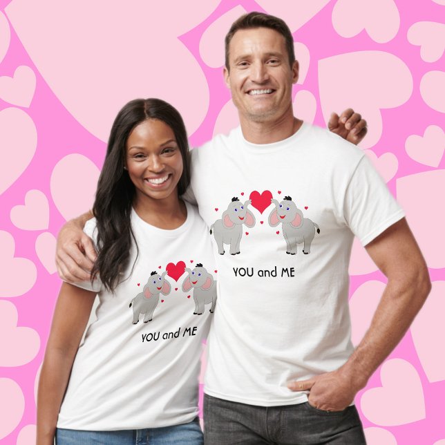 Cute and fun elephant couple with heart - custom  T-Shirt (Creator Uploaded)