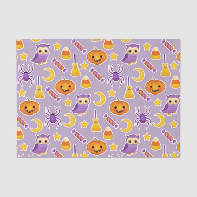 Cute and Fun Halloween Purple Graphic Pattern Tissue Paper (Front)