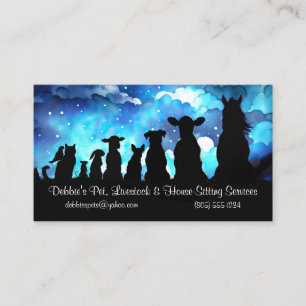 Cute and Fun House Pet and Livestock House Sitting Business Card