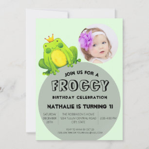Cute and Fun Modern Abstract Kids Frog Birthday Invitation