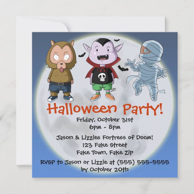 Cute and Fun Monsters Halloween Party Invitation (Front)