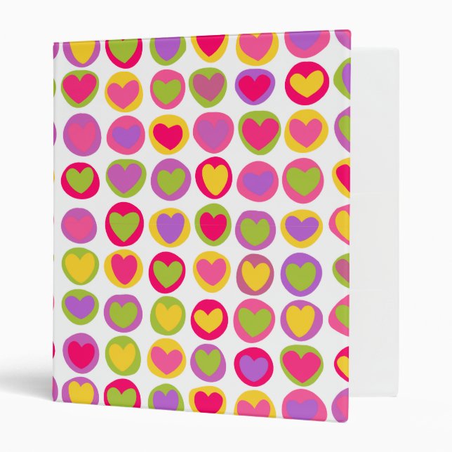 Cute and Fun Multicolor Valentine's Day Hearts  Binder (Front/Inside)