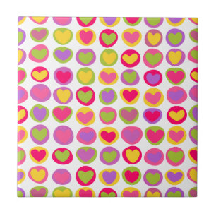 Cute and Fun Multicolor Valentine's Day Hearts Tile