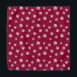 Cute and Fun White Paw Prints Pattern Dark Red Bandana<br><div class="desc">This fun bandana features cute white paw prints over a rich red background for a fun pop of pawesome! You can also change the dark red background colour and text colours to your favourite.</div>