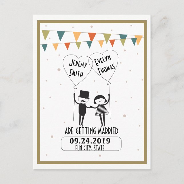 Cute and Funny Alternative Wedding Save the Date Announcement Postcard (Front)