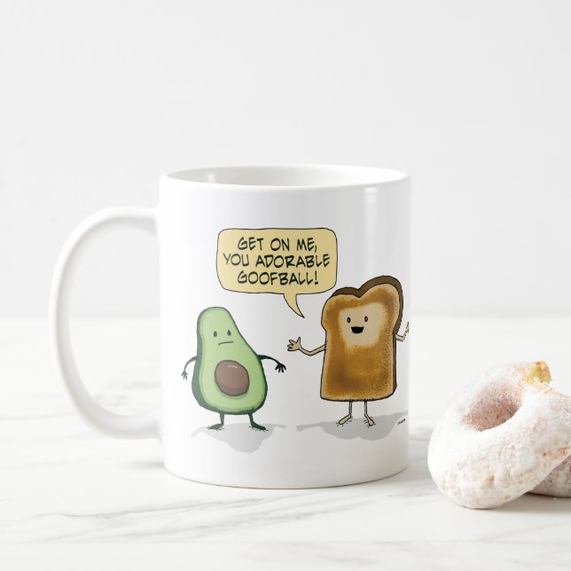 Cute and Funny Avocado Toast  Coffee Mug (With Donut)
