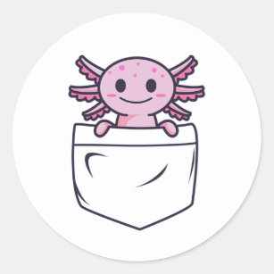 Cute and Funny Axolotl in pocket T-Shirt Classic Round Sticker