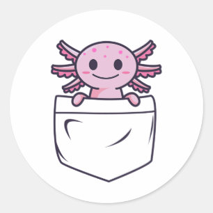 Cute and Funny Axolotl in pocket T-Shirt Classic Round Sticker
